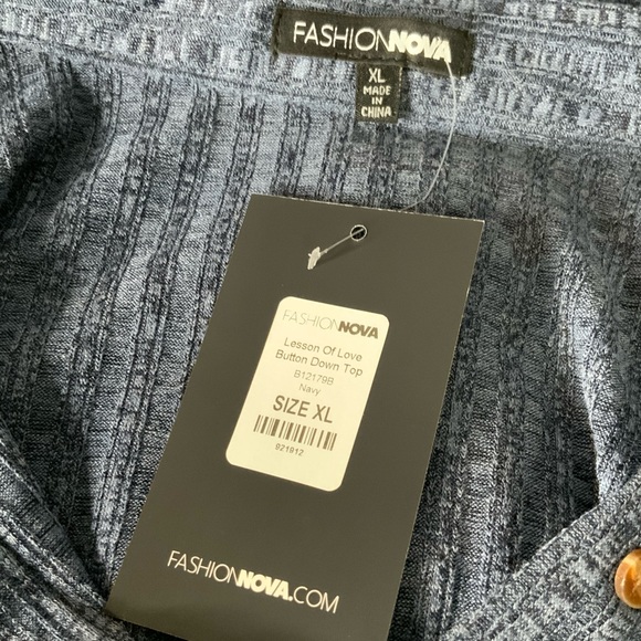 NWT Fashion Nova Blue Button Down Blouse XL - Picture 13 of 15